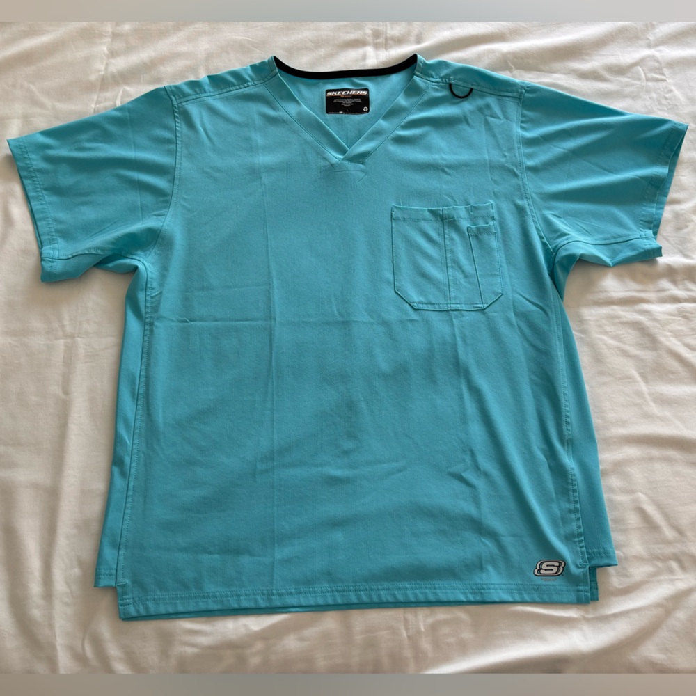 Sketchers by Barco Uniform Large Aqua Scrub V Neck Shirt